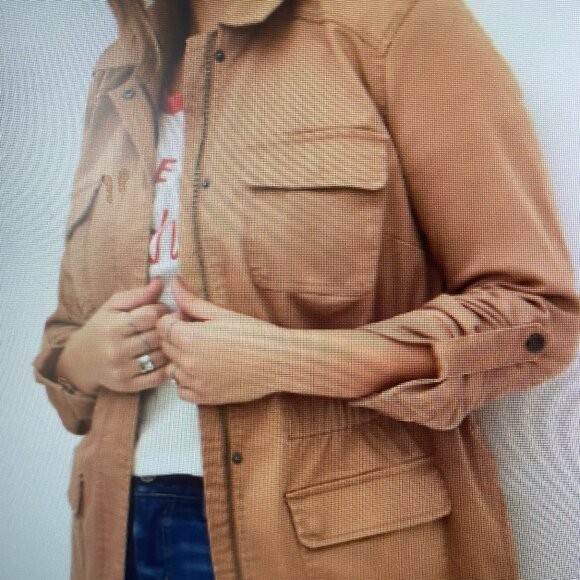 NWT two piece lot! Twill Essentials Anorak Jacket Plus Size 30 Tan and SS tee. - Picture 4 of 6